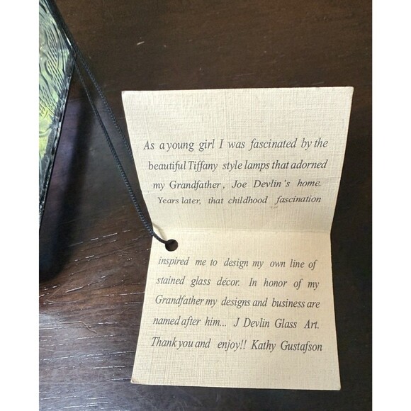 J Devlin Vintage Stained Glass Jewelry Box #408 Trinket Box LOVE Charm with Tag - Picture 10 of 11